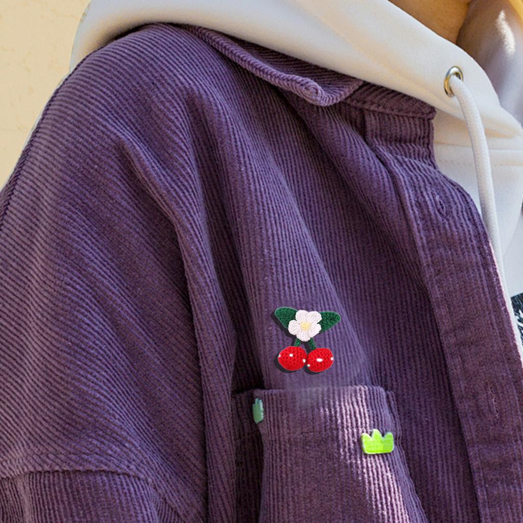 Embroidery Patches Colorful Cherry Pattern Appliques Adhesive Backing Patches for Clothing and Accessories