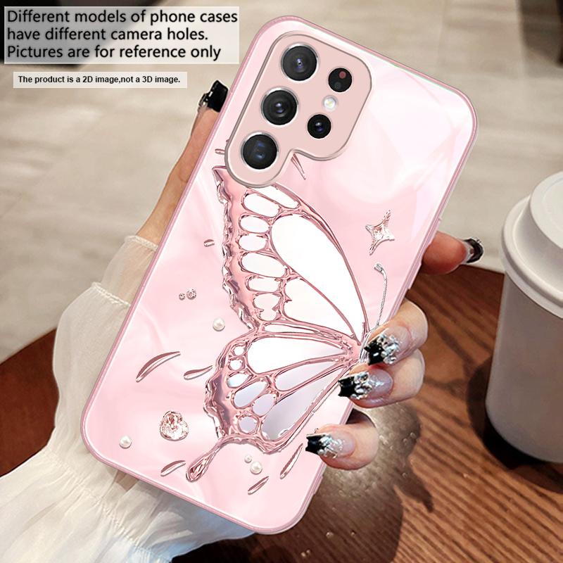

Метелик з кристалів льоду Для Samsung S25 S25 Edge S25Ultra S8 9 S10 20 U ltra S21 Pro 22 Plus S23 FE S24 Ultra Скляний чохол для телефону Galaxy S23+