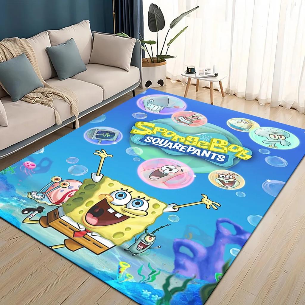 3D Cartoon S-SpongeBob Funny Area Rug,Carpet Rug for Living Room Bedroom Sofa Doormat Decoration,kids Non-slip Floor Mat