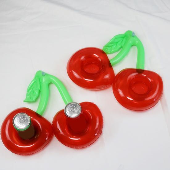 Cherry Inflatable Cup Holder PVC Floating Drink Coaster Lightweight Waterproof Cup Stand for Pool Beach