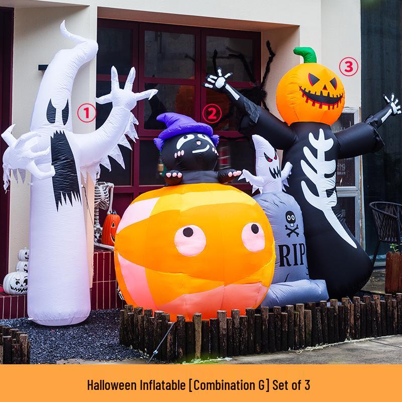Large Halloween Pumpkin Lantern with Ghost and Spider Décor