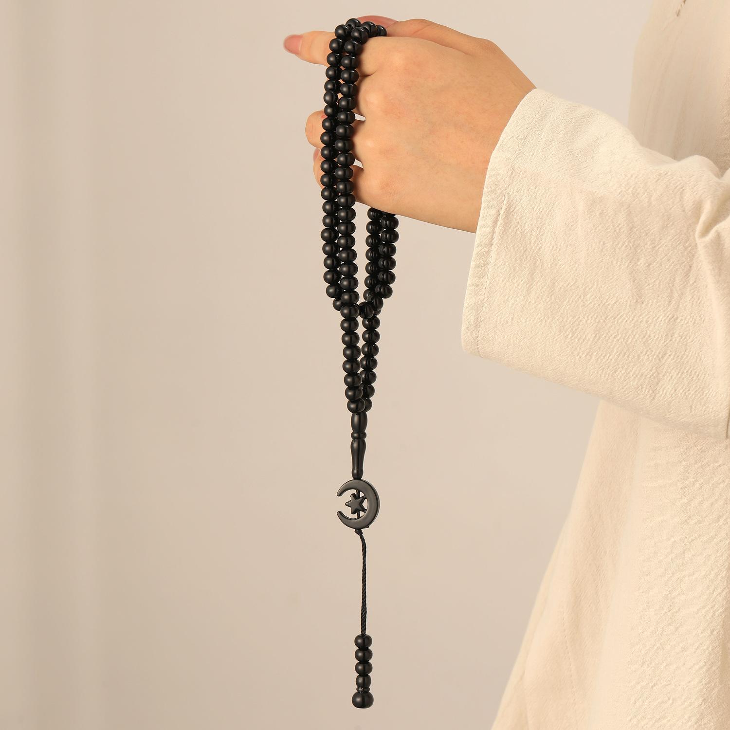 

Молитовні намистини Мусульманські Арабські Браслети 99 Намистин Ручної Роботи Нанизані Намистини Браслет Імітація Коралу 1 pcs чорний