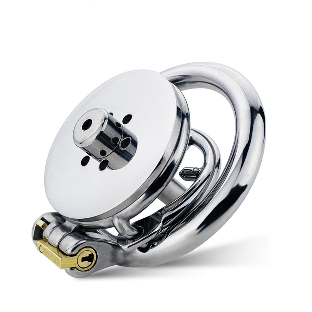 Anti-Off-Ring + Harnröhre Edelstahl CB-Schloss Keuschheitsschloss Peniskäfig Gay Adult Sex Toys Cockring Sklave BDSM