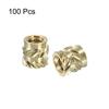 uxcell Knob Insert Nuts, Pack of 100, M2 x 3mm L x 3mm OD, Brass Nuts for 3D Printing, Female Threaded Inserts, Brass Heat-Set Inserts, Embedded Nuts