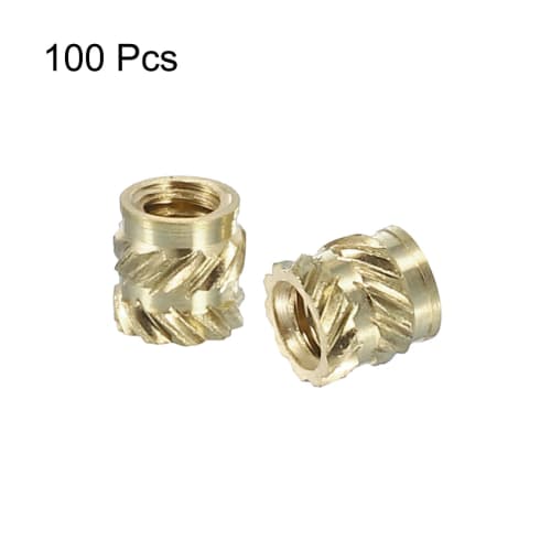 Uxcell Knob Insert Nuts, Pack of 100, M2 X 3mm L X 3mm OD, Brass Nuts for 3D Printing, Female Threaded Inserts, Brass Heat-Set Inserts, Embedded Nuts