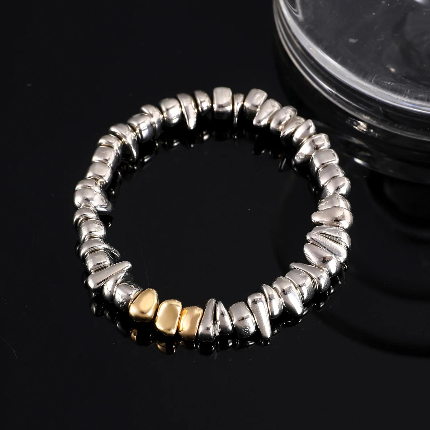 

3pcs Set Fashion Imitation Pearl Simple Irregular Crucifix CCB Beaded Elastic Rope Bracelet for Women Zircon Accessory Gift