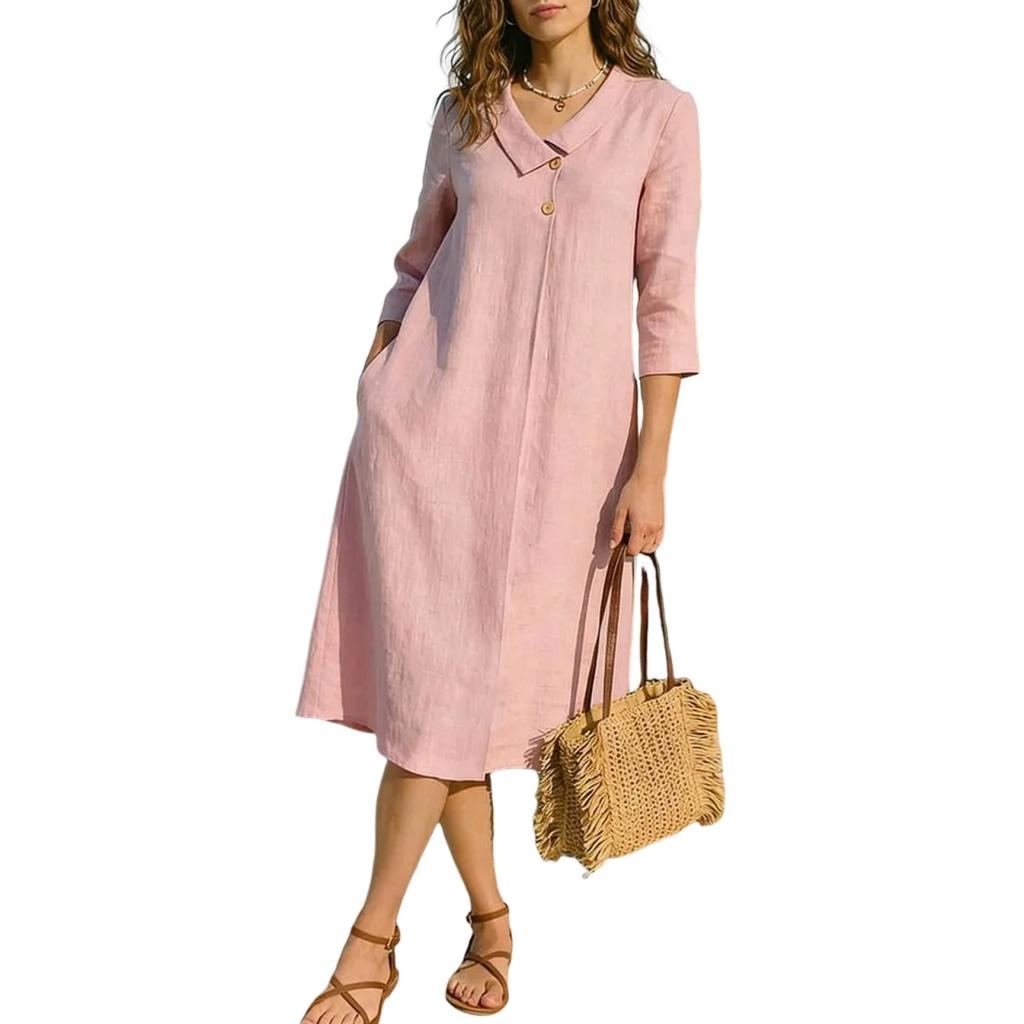 Summer Dresses for Women Uk Casual Loose Fit 3/4 Sleeve Ladies Summer Dresses Uk Lightweight Midi Womens Summer Dresses Uk Comfortable Design