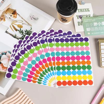 6 hojas de pegatinas de puntos de colores, etiquetas redondas de codificación por colores, pegatinas de lunares circulares para oficina, aula, decoración de fiestas.