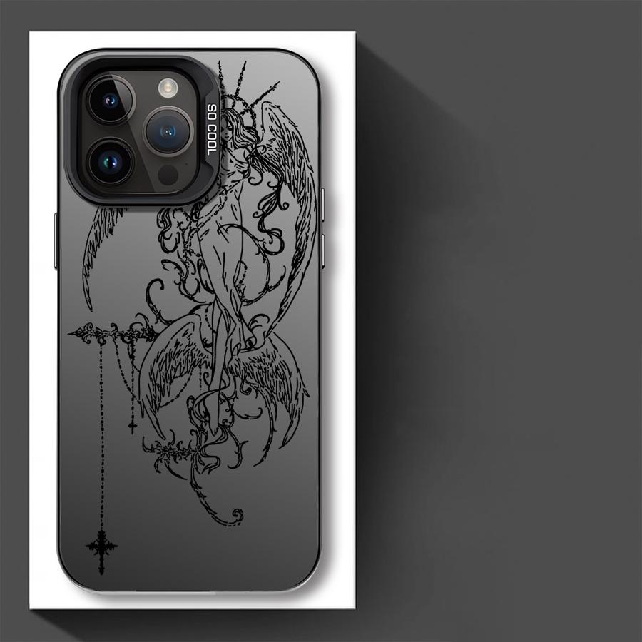 Phone Cover Case for iPhone 17 Pro Max 14 Plus 12 Pro 16 15 13 11 Air Gothic Style Angel Cross