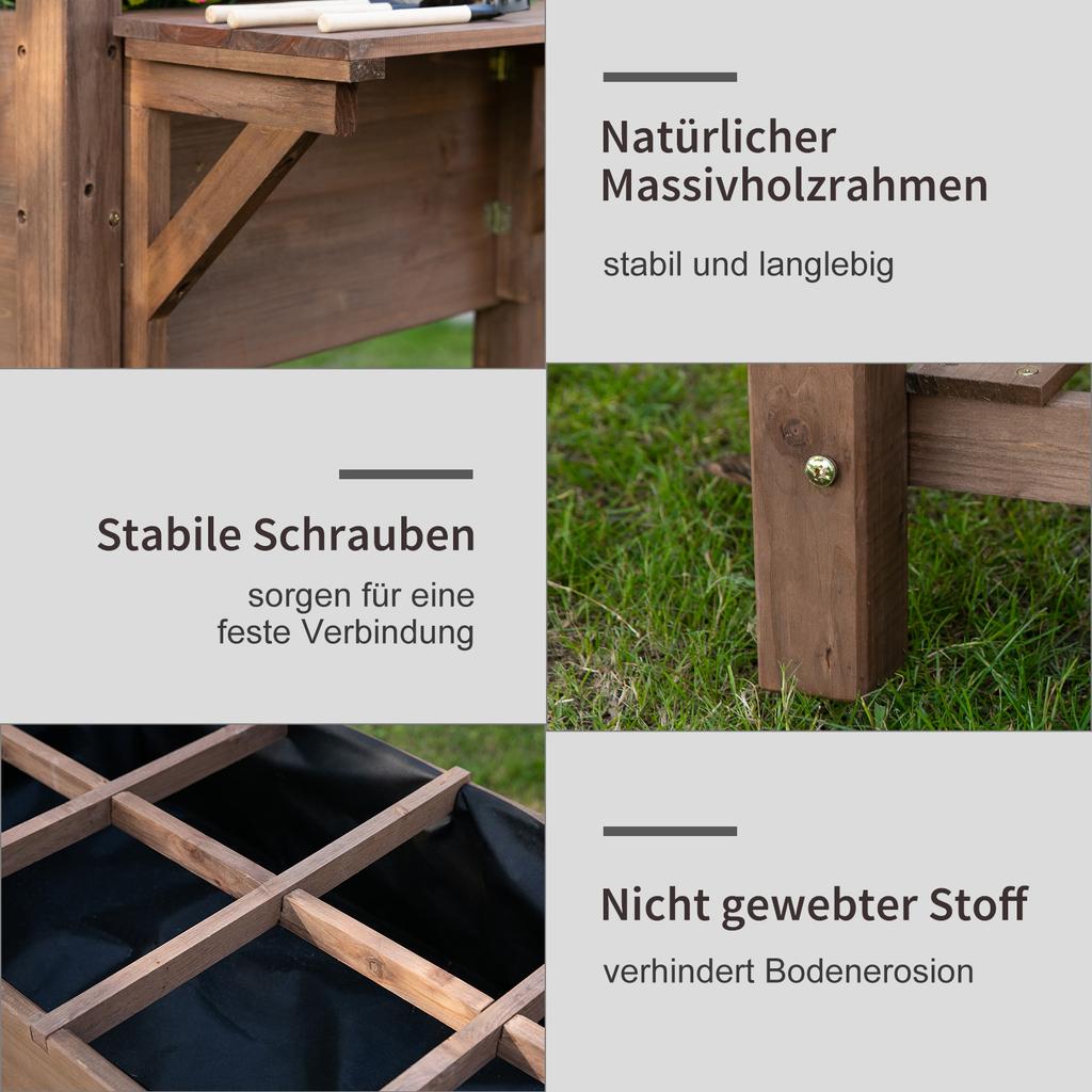 Raised Bed Planter Box With 8 Divided Grids Foldable Shelf Flower Box Flower Pot Herb Garden Solid Wood Brown 123 X 54 X 80 Cm