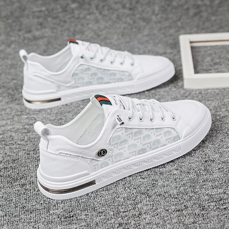 Herrenschuhe Frühling neuer Trend vielseitige kleine weiße Board-Schuhe Herren Freizeit Netz Schleier Student Sportschuhe trendige Schuhe