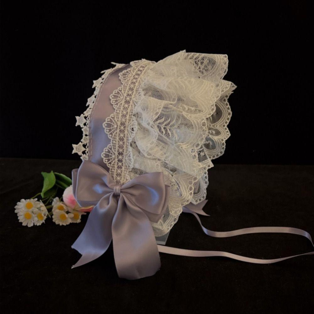 Ribbon Bow Cosplay Headpiece Lace Trim Anime Headband Lovely Lace Headband For Maid Costume
