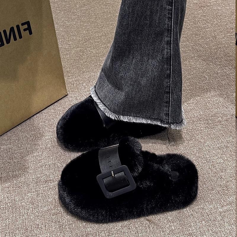Baotou Mao Mao slippers women's autumn and winter wear 2025 new Internet celebrity explosion thick-bottomed muffin home plush cotton slippers
