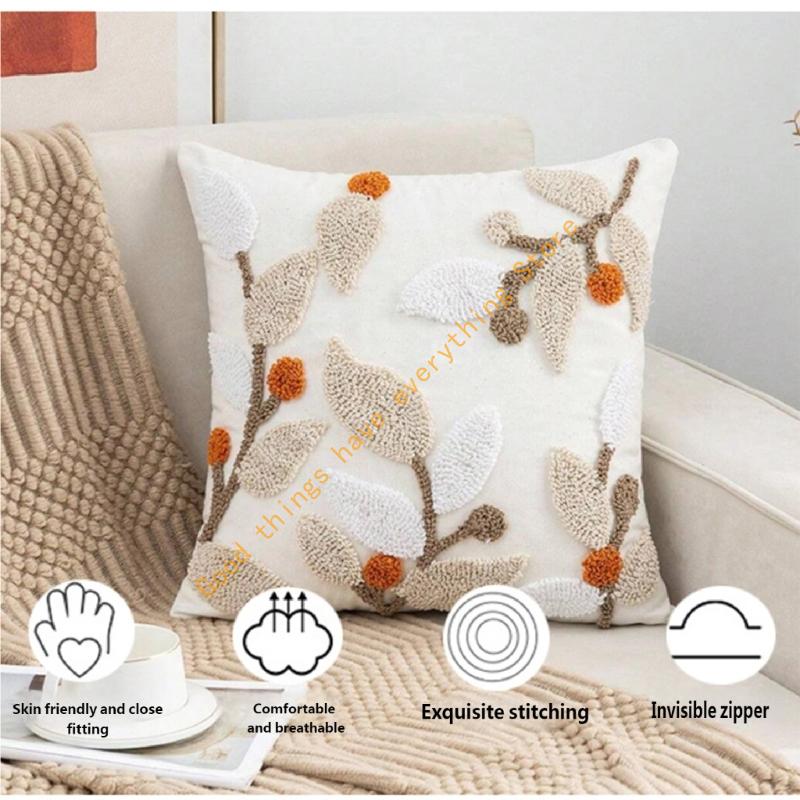 Modern Decorative Pillow Case Geometric Tufted Multicolored Cotton Linen Square Cushion Cover for Sofa Bed Indoor Use 55KF
