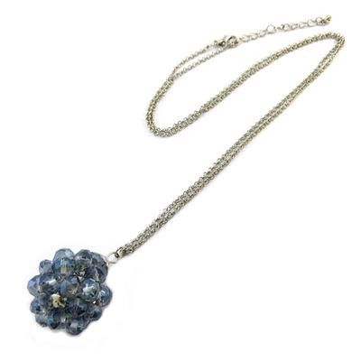 [P3589] - Silver Blue 'Sissi' Long Necklace (crystal)