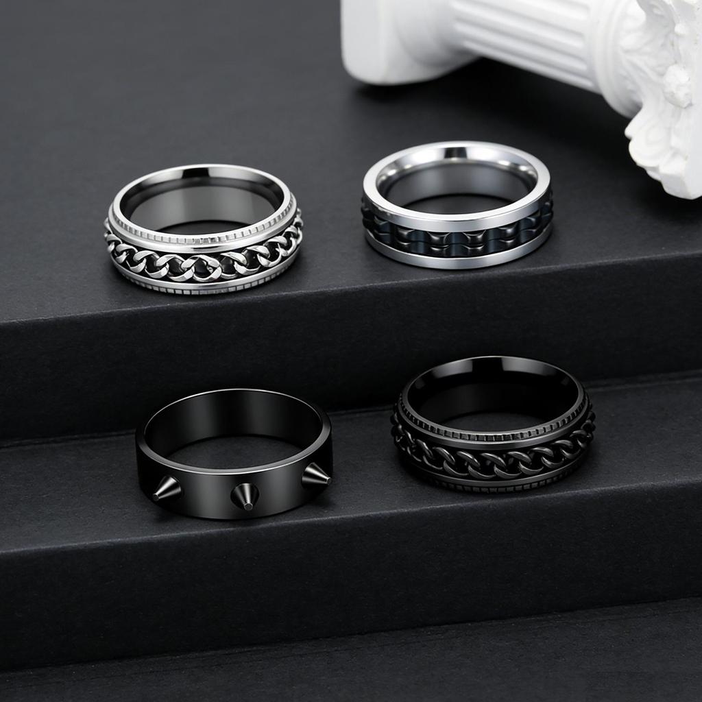 Electroplated Stainless Steel Rotating Stress Relief Unisex Ring