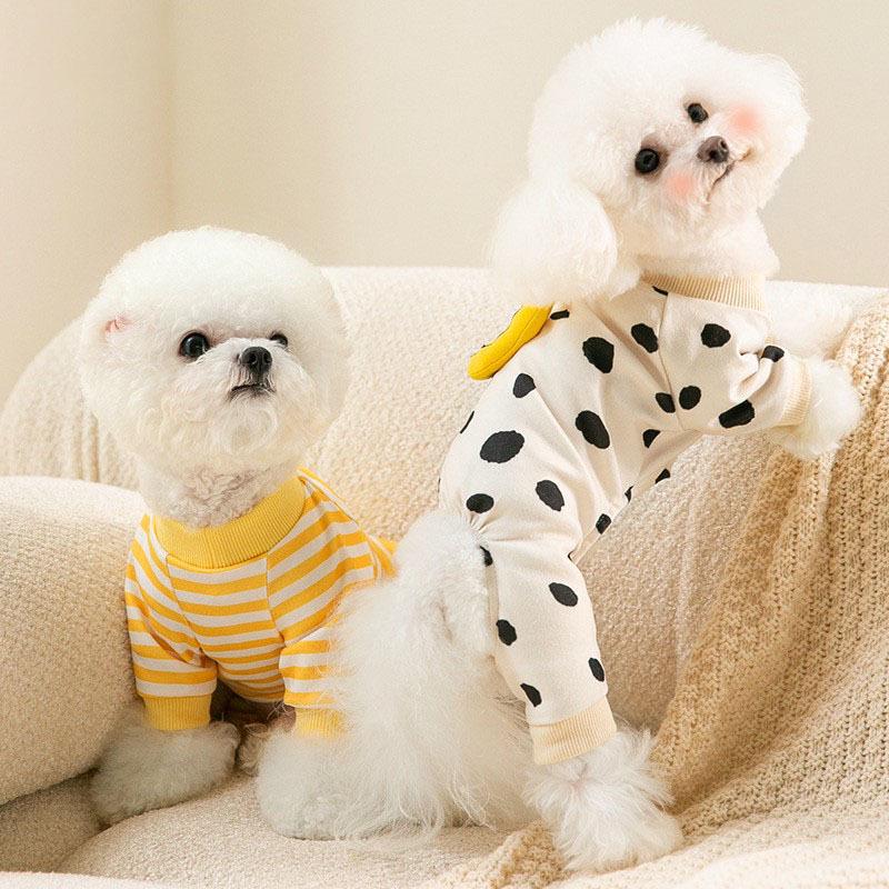 Banana Smiley Face Pet Clothes for Small Dogs and Cats - Thin, Four-Legged Homewear for Spring and Autumn