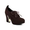Women's high heels, single shoes, spring and autumn waterproof platform, thick heel, lace up, large size, all season shoes