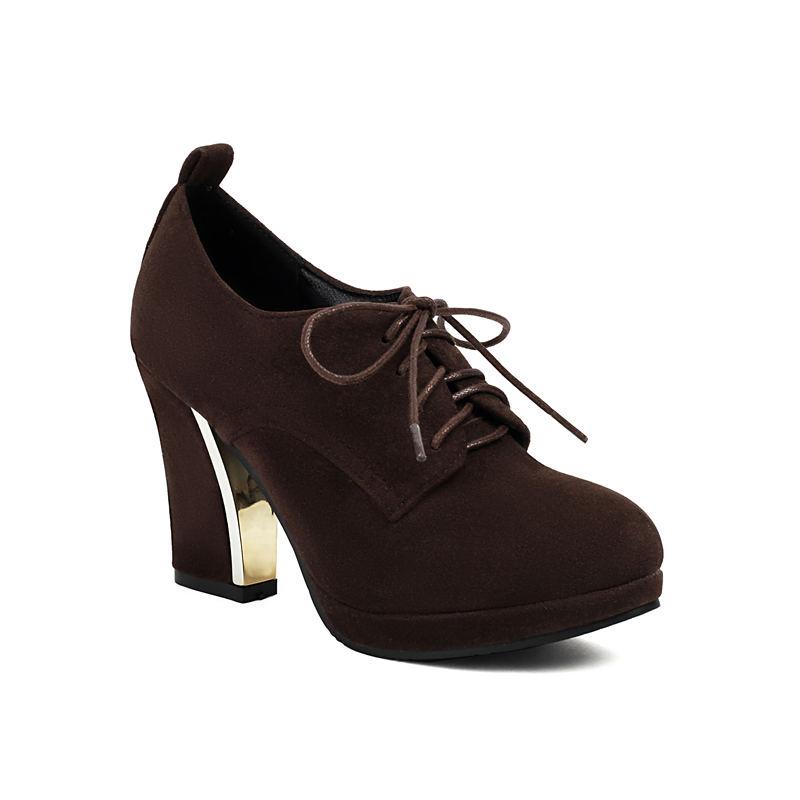 Women's high heels, single shoes, spring and autumn waterproof platform, thick heel, lace up, large size, all season shoes