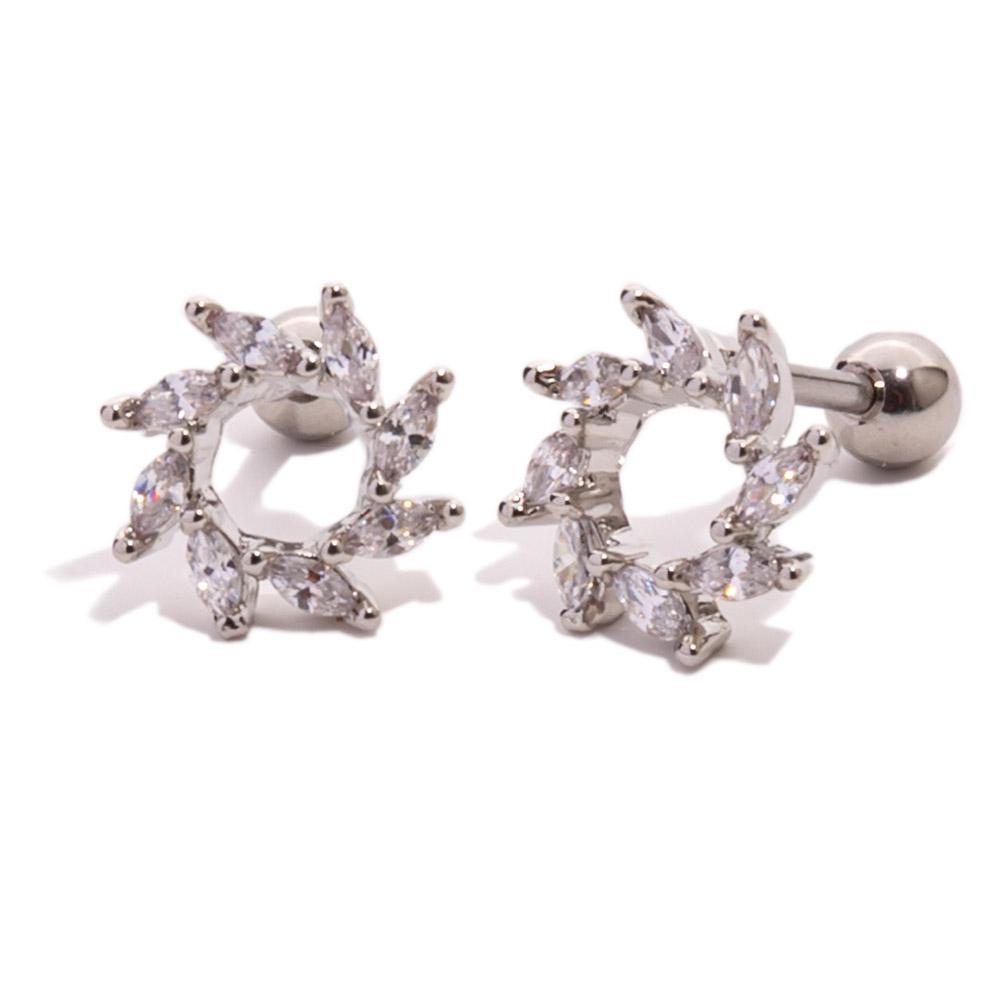 Серьги-гвоздики круглые с бриллиантами золотого цвета, медные стразы, нержавеющая сталь, пирсинг, цирконий, аксессуар для ушей