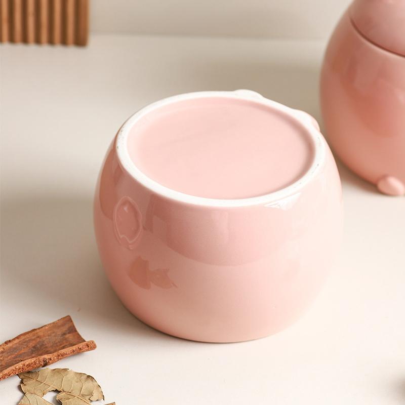 Cute Little Pig Ceramic Canister Candy Jar Storage Jar with Lid