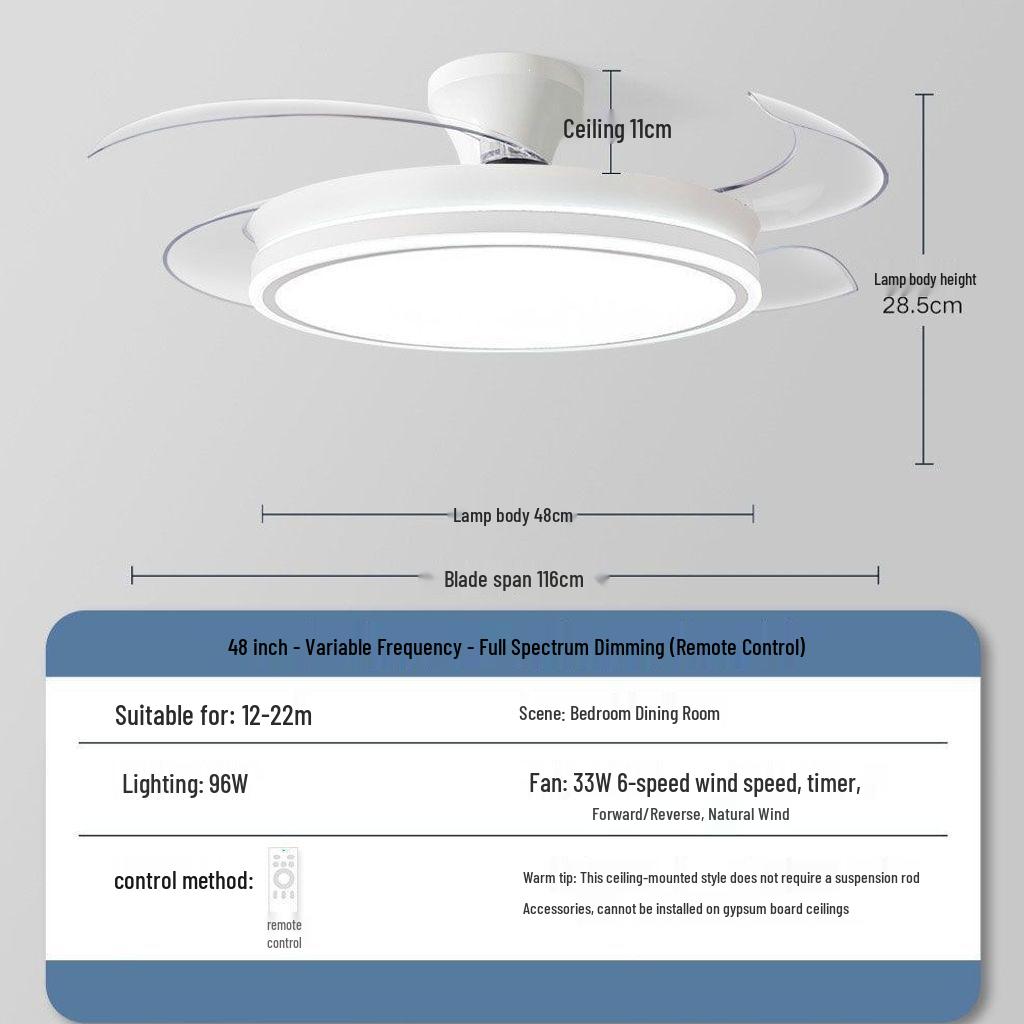 2026 Modern Invisible Ceiling Fan Light Chandelier for Dining, Living Room, Bedroom
