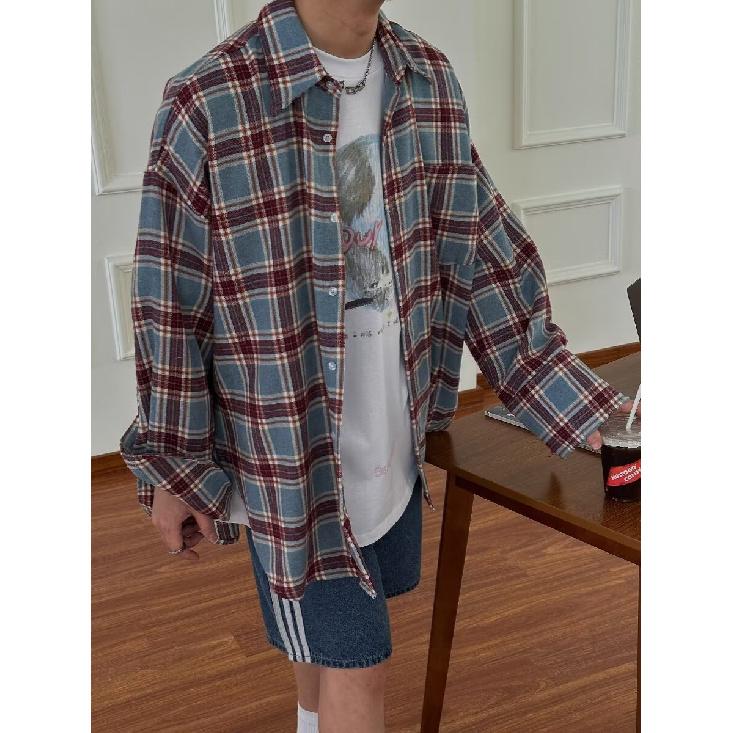 Plaid Long-Sleeved Shirt Men's Spring New Japanese-Style Retro High-Grade Fashion Brand Loose Casual Shirt Coat