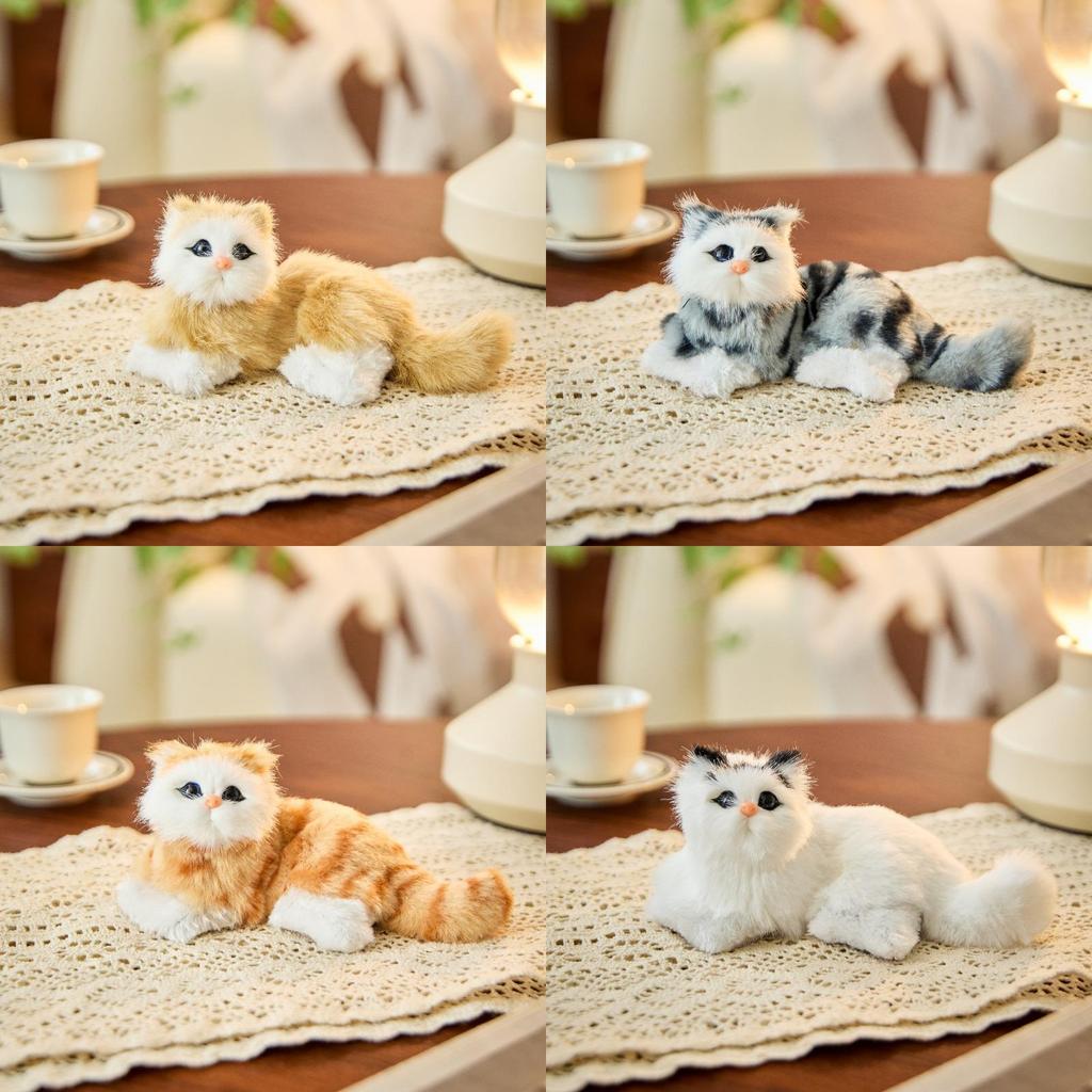 Realistisch Kat Pluche Speelgoed Beeldje Verzamelaar Dier Model Voor Huisdecoratie En Cadeau