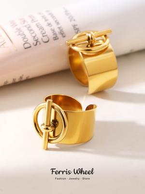 Rings For Women Stainless Steel Adjustable Non Tarnish 18K Gold Plated Punk Open Ring Designer Zircon Accessories Couples Gifts