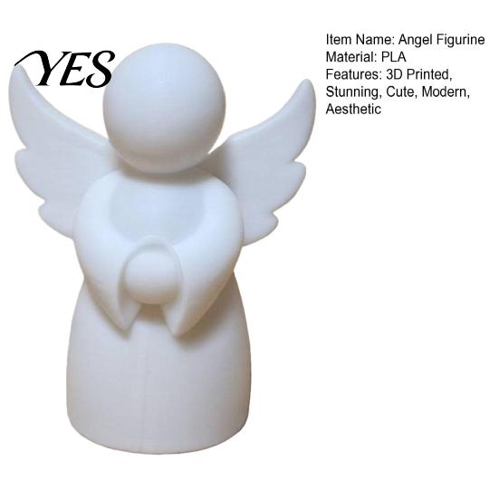 Desktop Angel Ornament 3D Printed Figurine, Little White Guardian Statue, Home Decor Figure Healing Winged for Shelf Mini Statue
