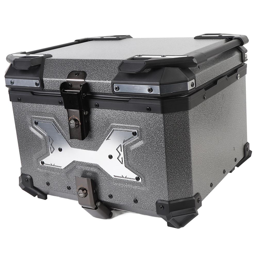 55L Motorcycle Top Case with Security Lock Aluminum Alloy Quick Release Waterproofing Trunk Top Box for Helmet Luggage