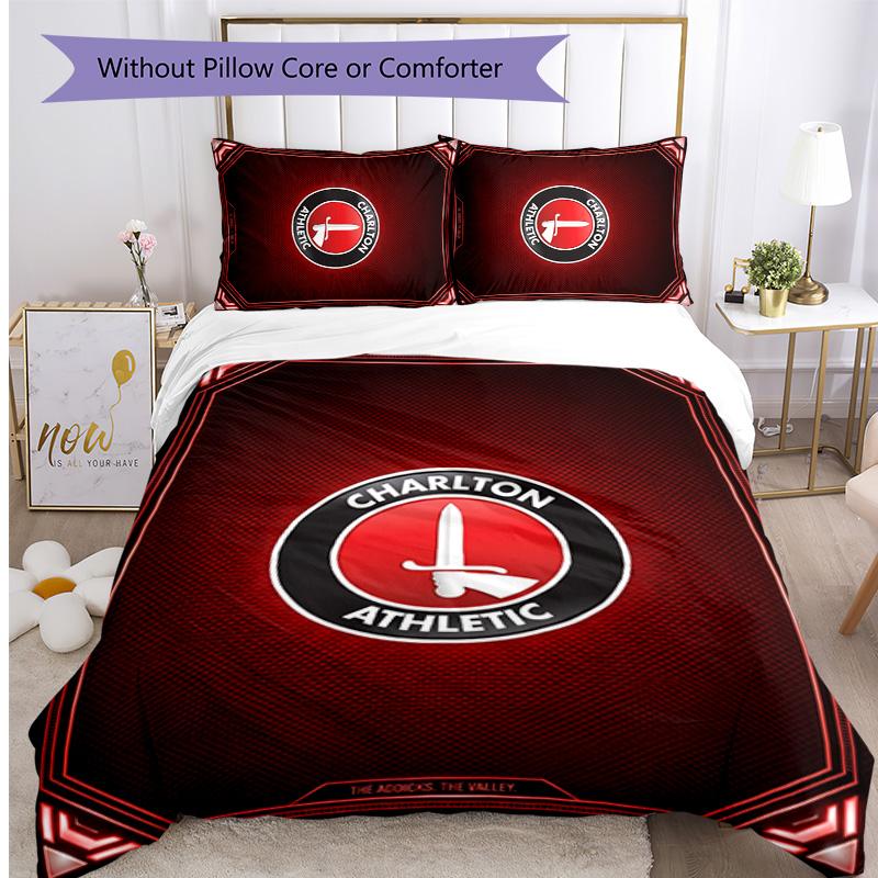 Charlton Athletic FC Ensemble de literie imprimé 3 pièces Housse de couette respirante avec taies d'oreiller Linge de lit décoratif pour chambre à coucher Maison