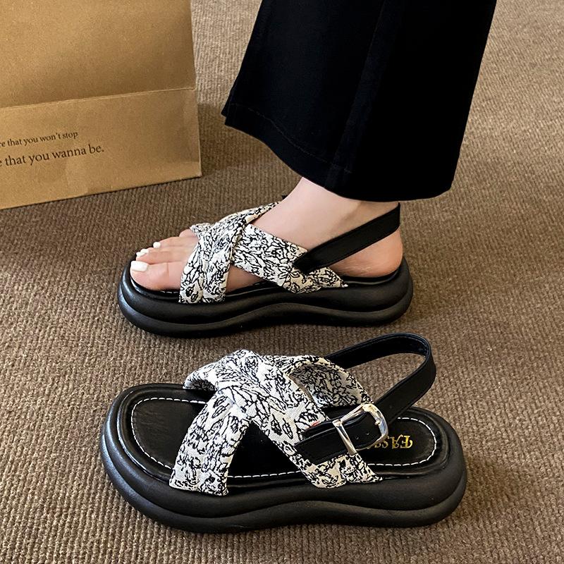 

Босоножки на платформе женские летние 2025 новые национальные сандалии в стиле tide с перекрестной пряжкой сзади удобные сандалии на подошве muffin женские сандалии tide 35 бежевый