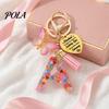 Keychain Pendant, Sequins Initial Letter Charm Key Chain with Butterfly Tassel Stainless Steel Heart Design, A-Z Holder for Bag Purse Backpack
