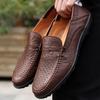 Echtes Leder Mokassins Männer weiche Unterseite Sommer atmungsaktive Hohl Loafer British Business Casual Lederschuhe Hand nähen