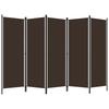 5 Piece Room Divider Brown 250 X 180 Cm