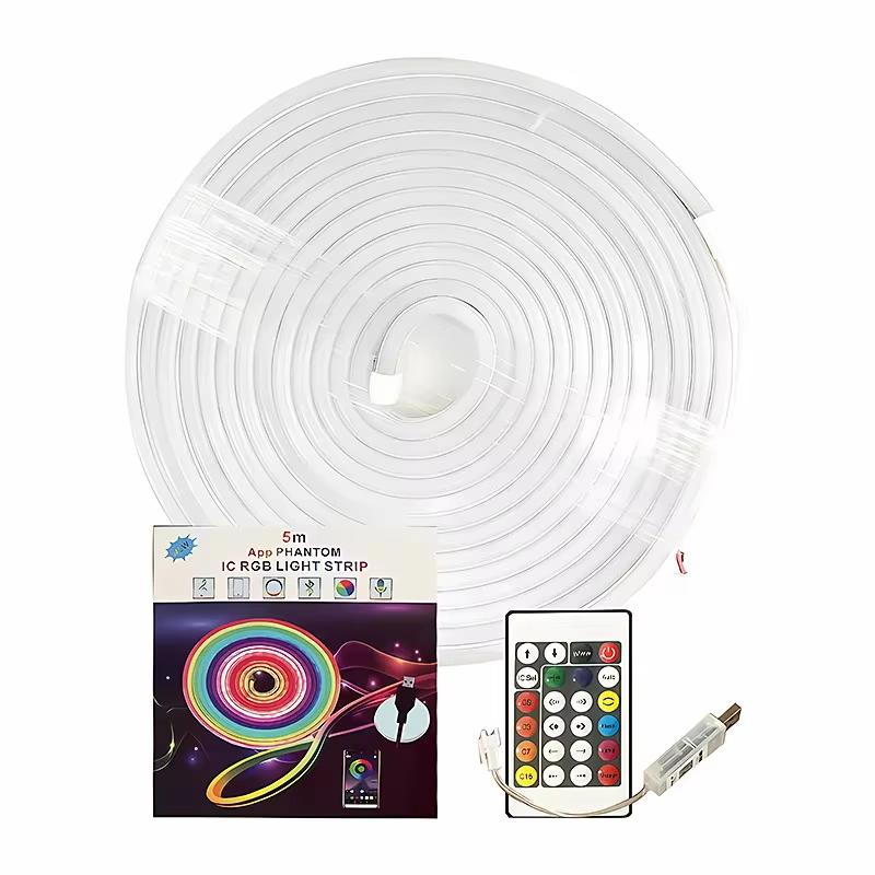 5V USB Vodotěsné Neonové Páskové Světlo RGB Neonový LED Pás Bluetooth Aplikace S Dálkovým Ovládáním RGB Pás Pro Vnitřní Venkovní Domácí Dekoraci