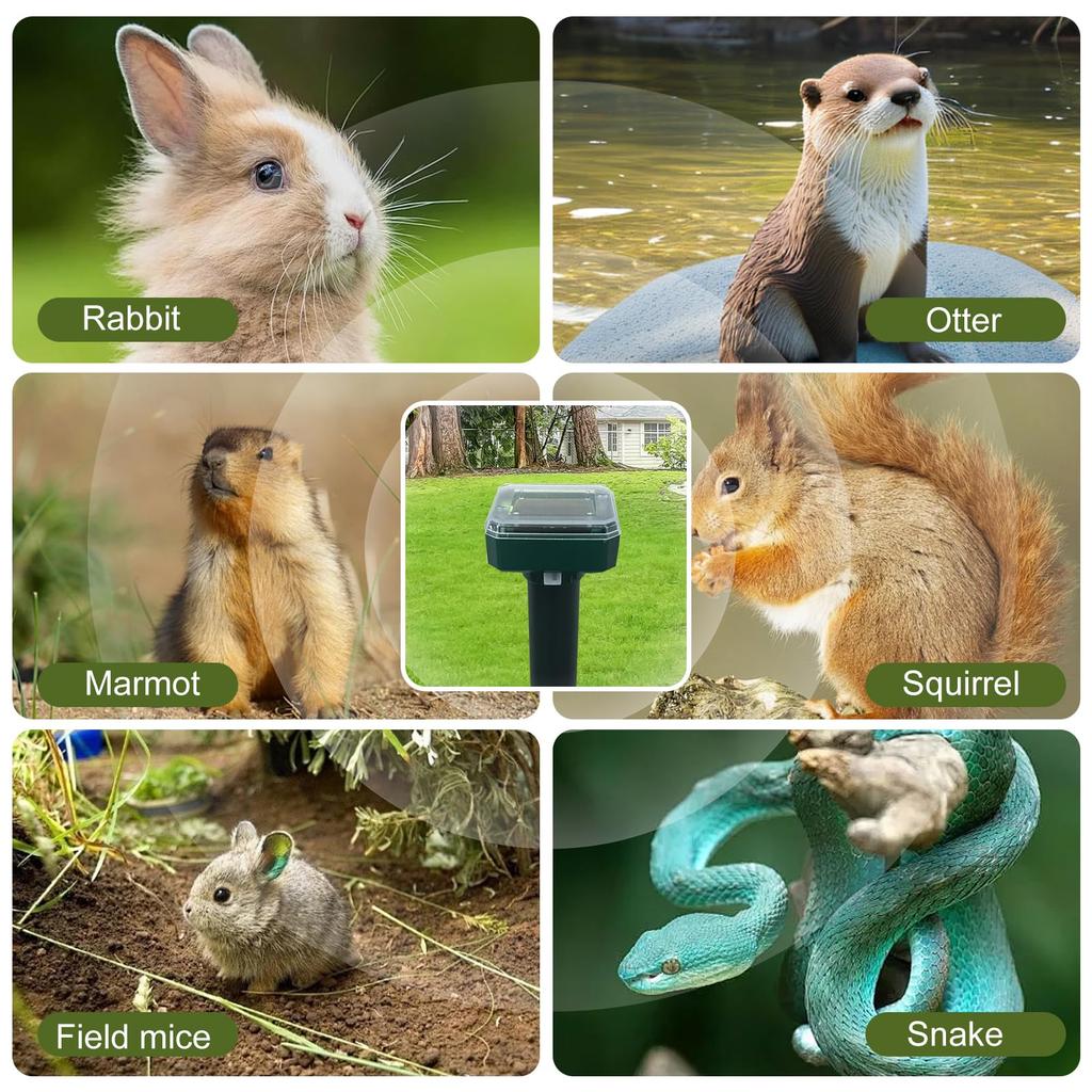 Solar Ultrasonic Rat Repellent Built-in Buzzer Outdoor Ultrasonic GardenLawn LED Electronic Breeding snake Repellent