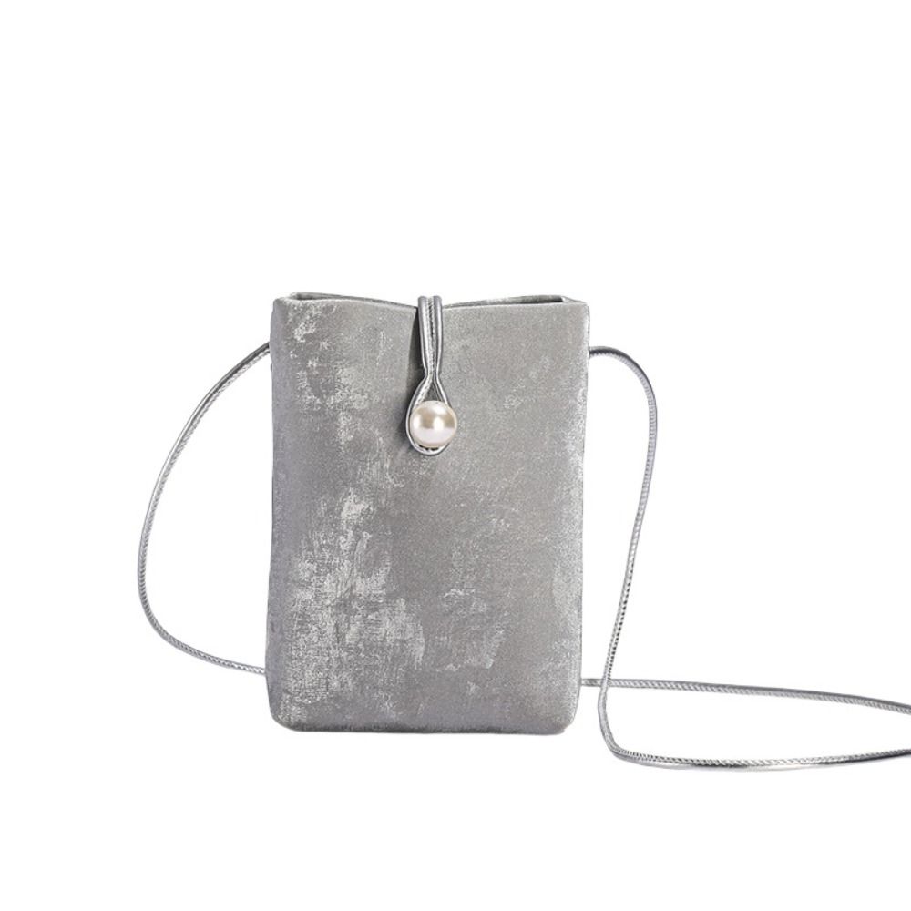 Pu Leather Small Square Bag Pearl Crossbody Bag Simple Shoulder Bag Girls