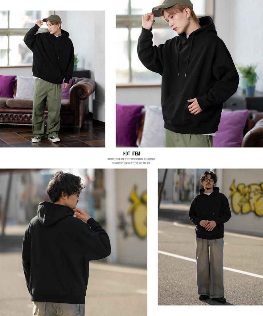 Improves Men's Navy Pullover Hoodie, Solid Fleece Lining, SIDE23-089