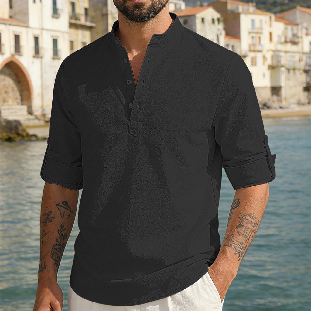 New Men's Casual Blouse Cotton Linen Shirt Loose Tops Long Sleeve Tee Shirt Spring Autumn Casual Handsome Men's Shirts