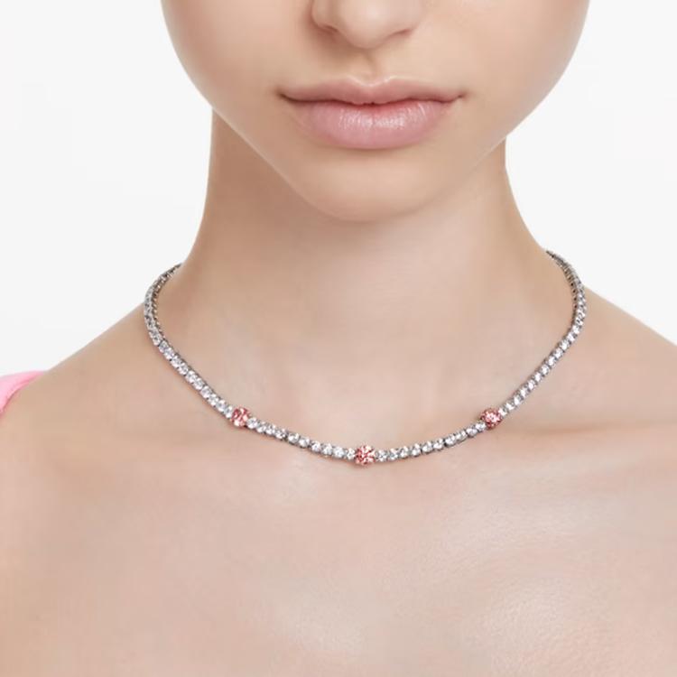 Swarovski Matrix Tennis Plain Inlay Design Rhodium Plated Necklace Women Necklace Silver 5666165