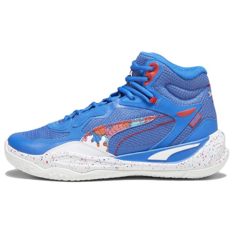 PUMA Playmaker Pro Mid Унисекс Синий Красный Средняя Высота Баскетбольные Кроссовки Круглый Носок Удобные Нескользящие 379284-01 43