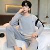 Talla Grande 6XL Rayas Casual Conjunto de Pijama para Hombre Primavera Otoño Ropa de Dormir para Niño Manga Larga Ropa de Noche Pijama Suave Ropa para el Hogar