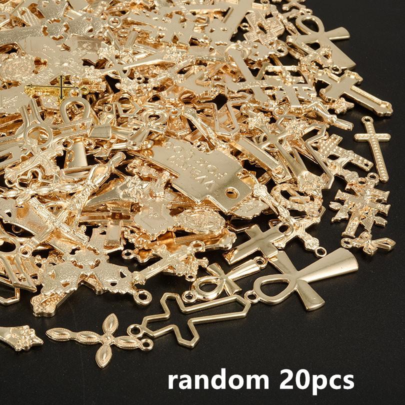 New Different Metal Cross Pendants For Jewelry Making Supplies Random Mix Charm Diy Earrings Bracelets Necklace Pendant Material