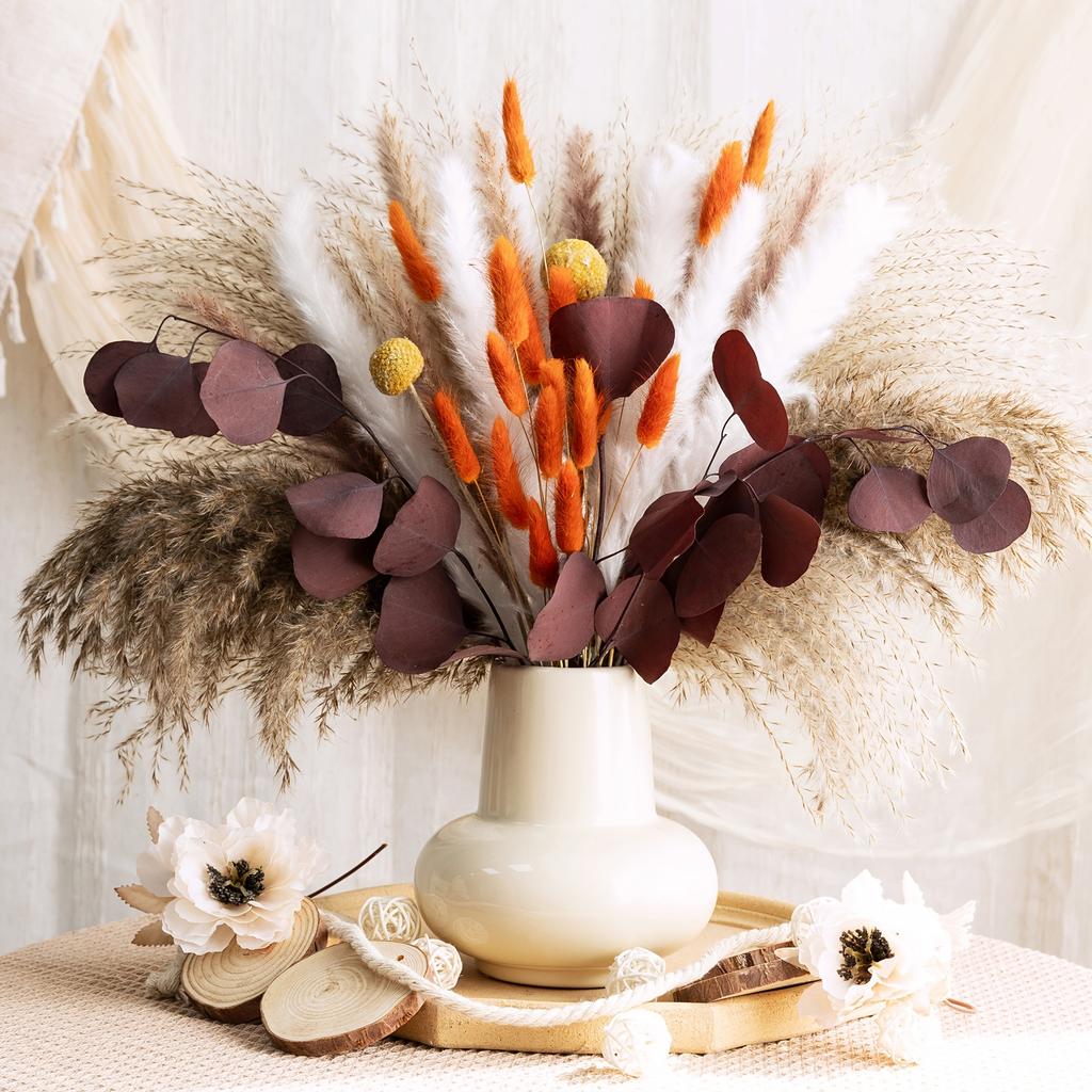 80pcs Pampas Dried Flowers Bunny Rabbit Tail Grass Bouquet Boho Home Marrige Decor Fake Flower Pampa Wedding Festival Decoration