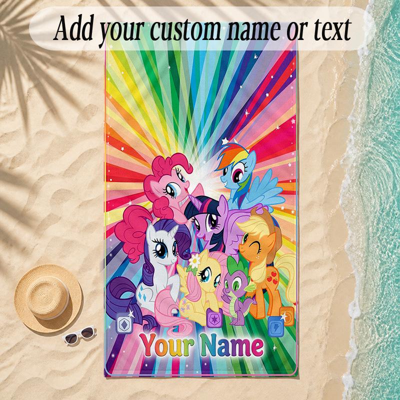 Beach TowelMy Little Pony Custom Name Text Personalized Soft Towel for Beach Pool Indoor Home Decor Gift