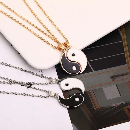 2 Pcs/Set Necklace Tai Chi Chain Stainless Memorial Couple Pendents for