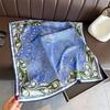 Silk Silk Scarf High-end Scarf Green Imitation Silk Light Luxury Cashew Flower Korean Spring and Autumn Simulation Silk Autumn