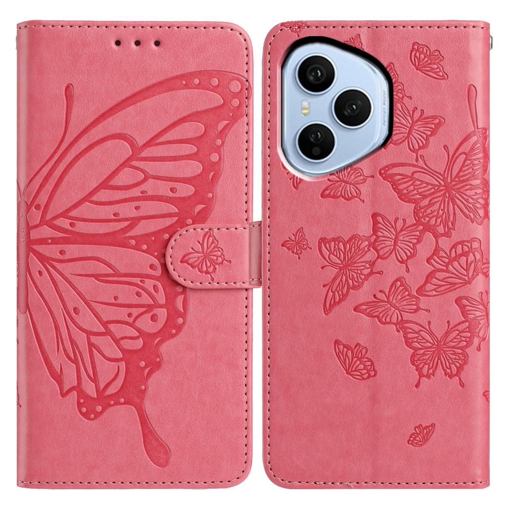 Für Honor 400 Pro 5G (Global) Hülle Schmetterling geprägt Brieftasche Ständer PU Leder Klapphandyhülle mit Riemen